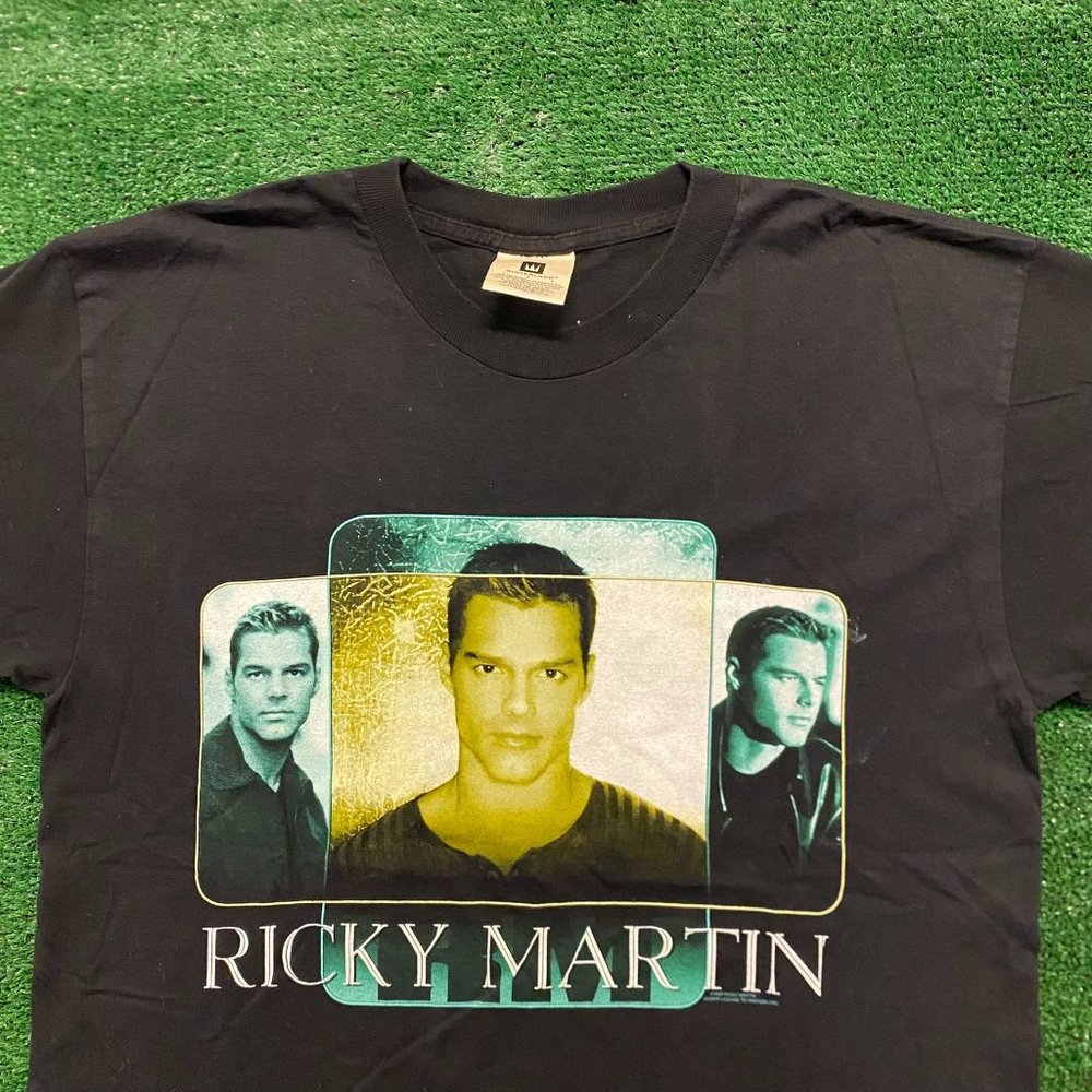 Vintage 90s Winterland Ricky Martin T-Shirt Boxy Black L Latin Pop Music 1990s